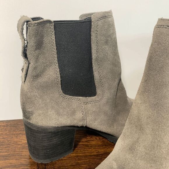 Sam Edelman Suede Pull On Closed Toe Block Heel Ankle Booties Gray Size 7 - Picture 6 of 9